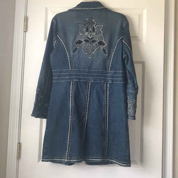 Zenim Denim Blue Top Coat Jacket - Picture 2 of 6